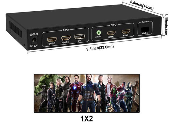 Επεξεργαστής τοίχου βίντεο 4 θυρών 4K HDMI για οθόνη πολλαπλών οθονών 2X2 1X2