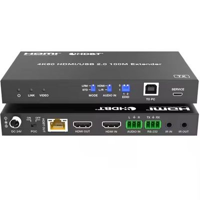 4K USB 2.0 HDBaseT Extender μέσω LAN HDBaseT PoC Single Cat5e/6a/7 καλώδιο, μέγιστο μήκος 100m