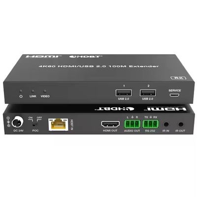 4K USB 2.0 HDBaseT Extender μέσω LAN HDBaseT PoC Single Cat5e/6a/7 καλώδιο, μέγιστο μήκος 100m
