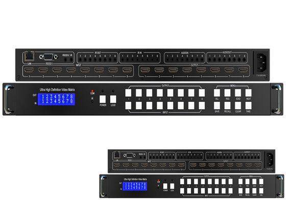 18Gbps 8x8 άνευ ραφής IR ακουστικό UHD HDMI 2,0 Switcher 4K 60Hz μητρών
