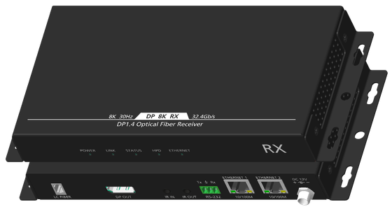 Επέκταση οπτικών ινών 8K DP1.4 μέσω οπτικών ινών μονής λειτουργίας με αμφίδρομη υπέρυθρη ακτινοβολία και RS232, 1,5 χλμ.